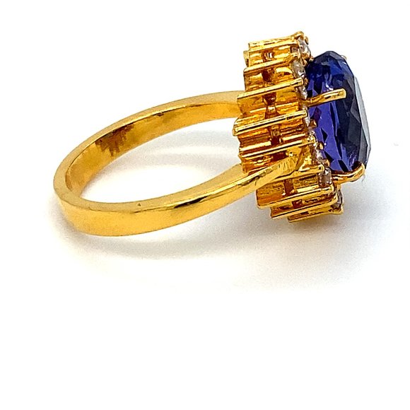 Certified Tanzanite 5.01ct Diamonds 22K Gold Ring - Picture 3 of 10